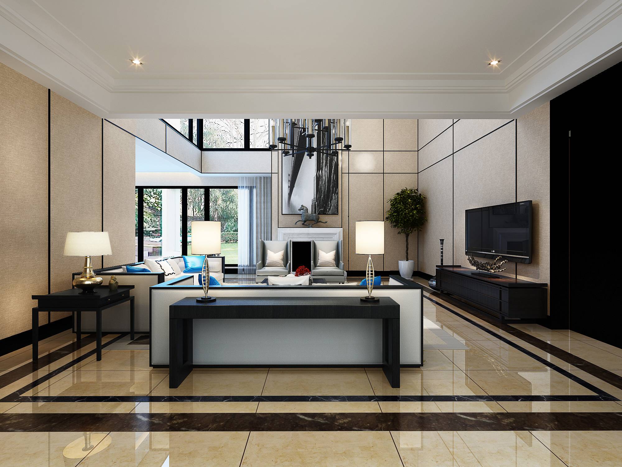 新中式 中式古典 奢华家装别墅样板房-6-1