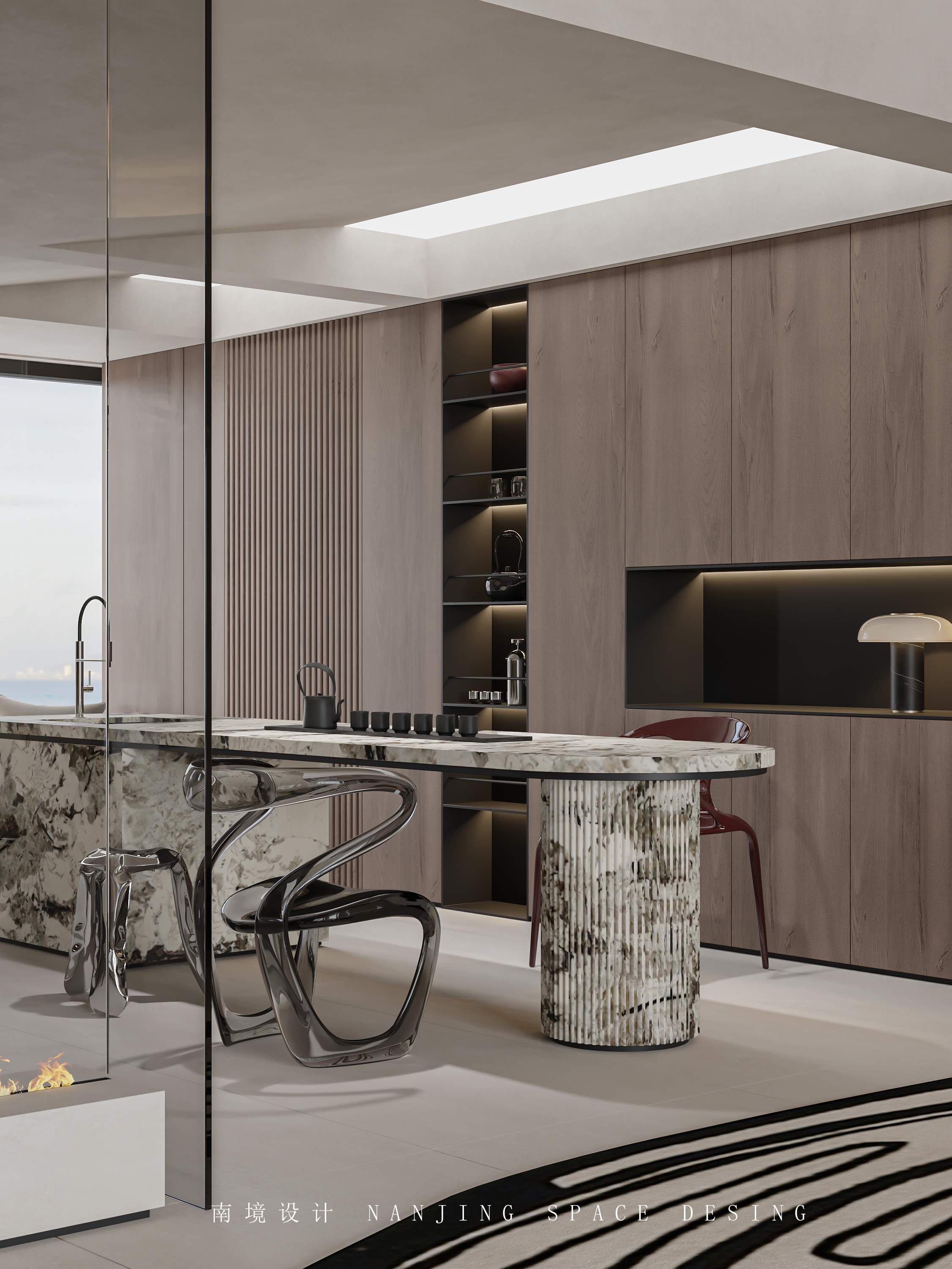 现代简约挑空别墅-15