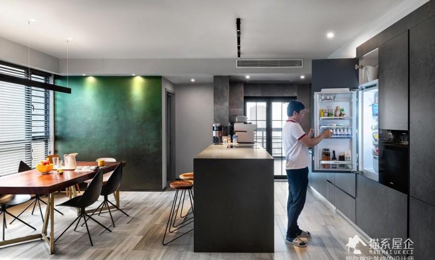 80 后海归 217㎡工业风家设计,全屋无主灯,餐厨一体,阳光房变榻榻米-17