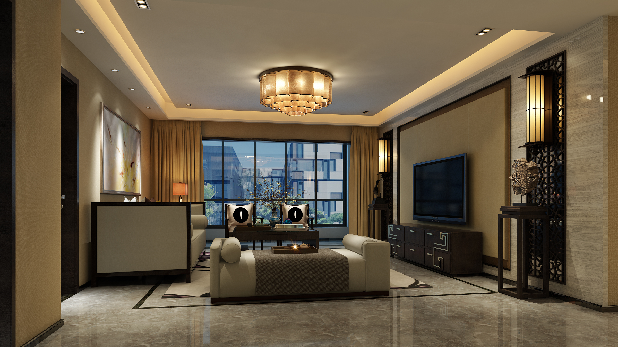 新中式 中式古典 奢华家装别墅样板房-2-9