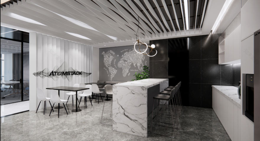 2000㎡黑白灰原子智造办公空间设计-39