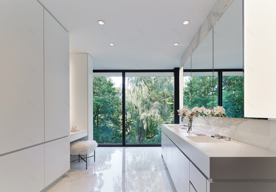 密西根湖畔的戏剧性景观住宅-15