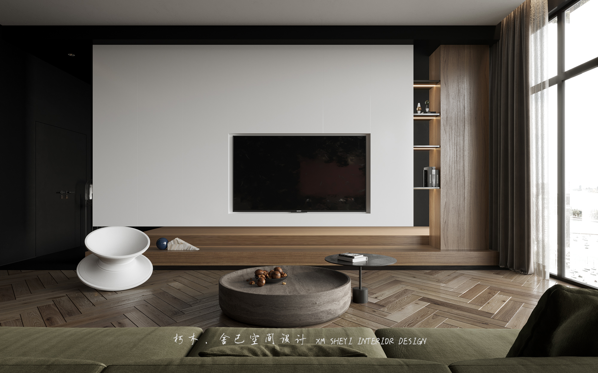 原木与高级黑 · 精致住宅设计丨舍已制作-7