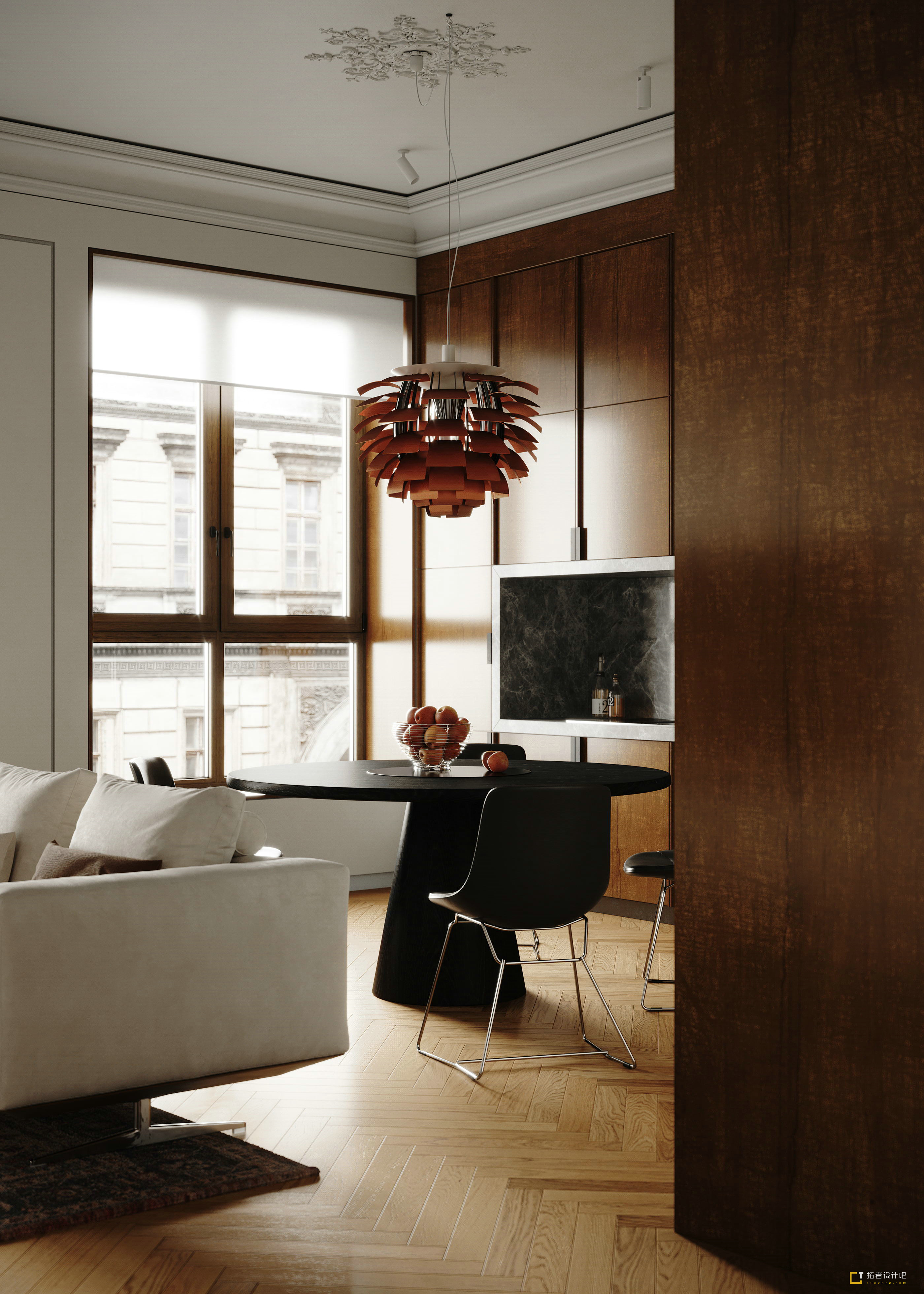 胡桃木+灰橙  意式质感空间设计！-10