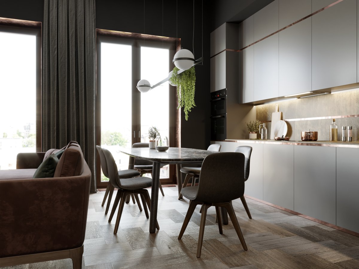 莫斯科暗色调公寓，简约静谧生活氛围-5