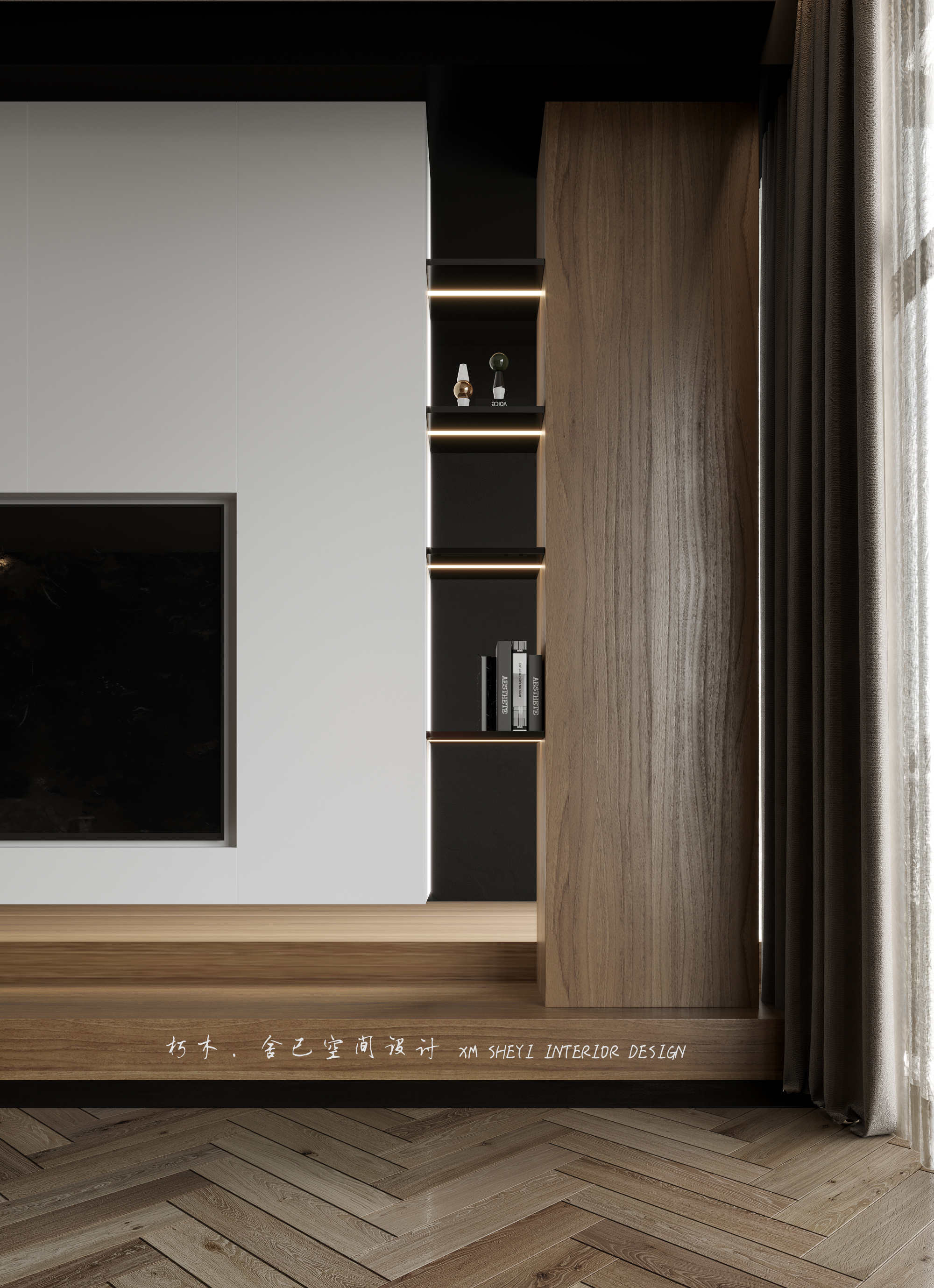 原木与高级黑 · 精致住宅设计丨舍已制作-17