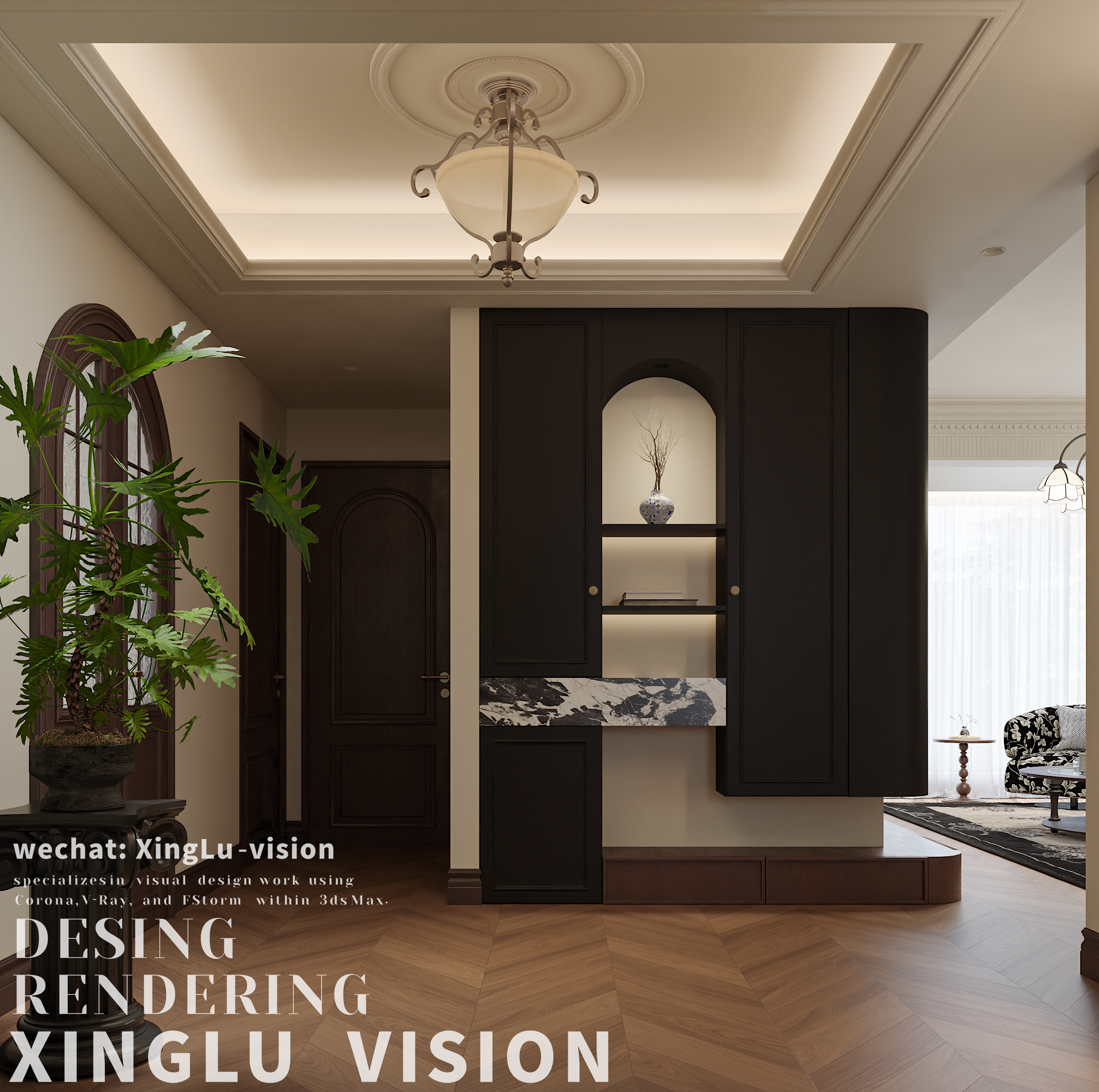 轻法式暗色调客餐厅丨星路视觉（XingLu  vision）-8