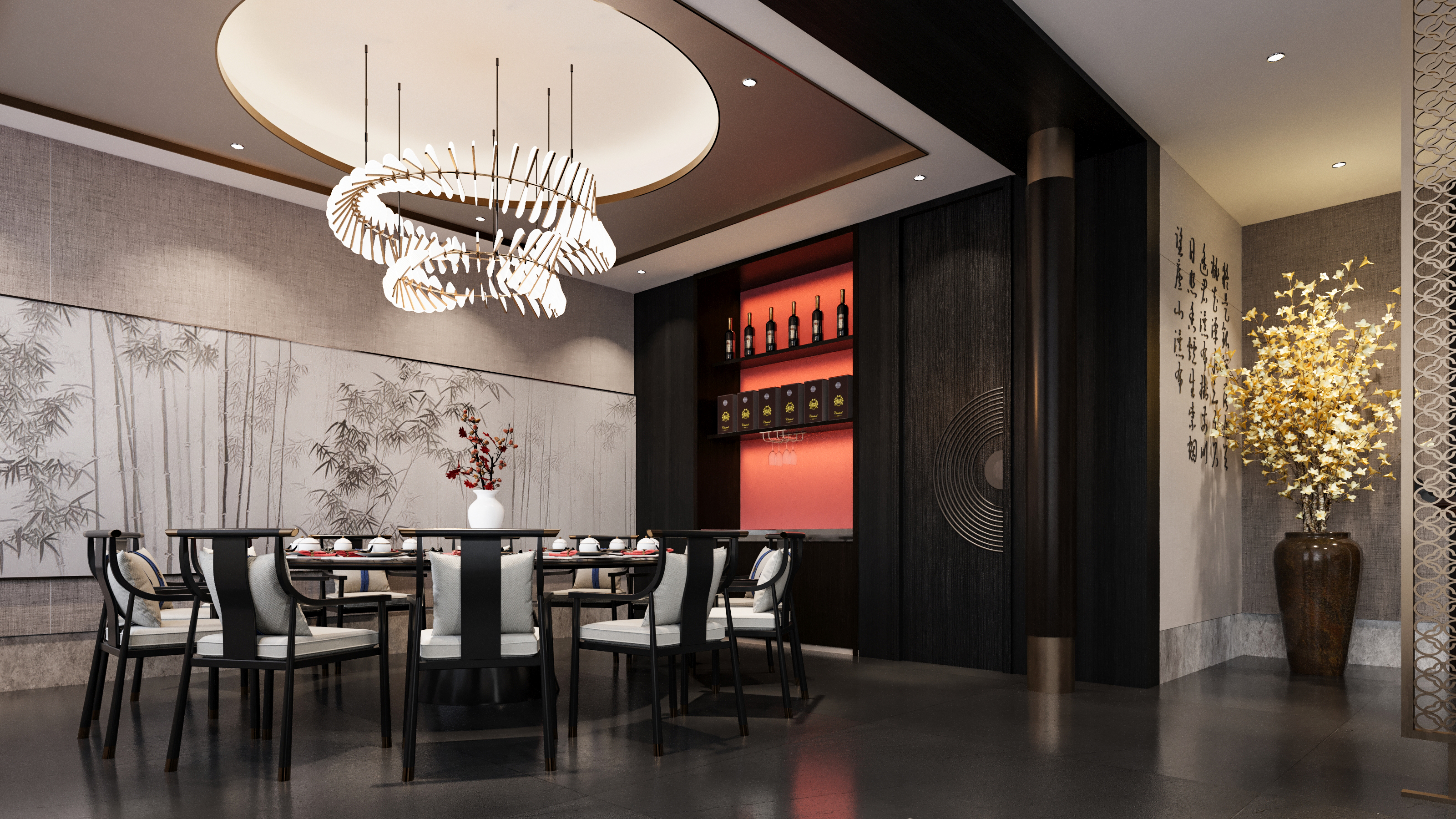 国风酒店餐饮空间设计+表现-5