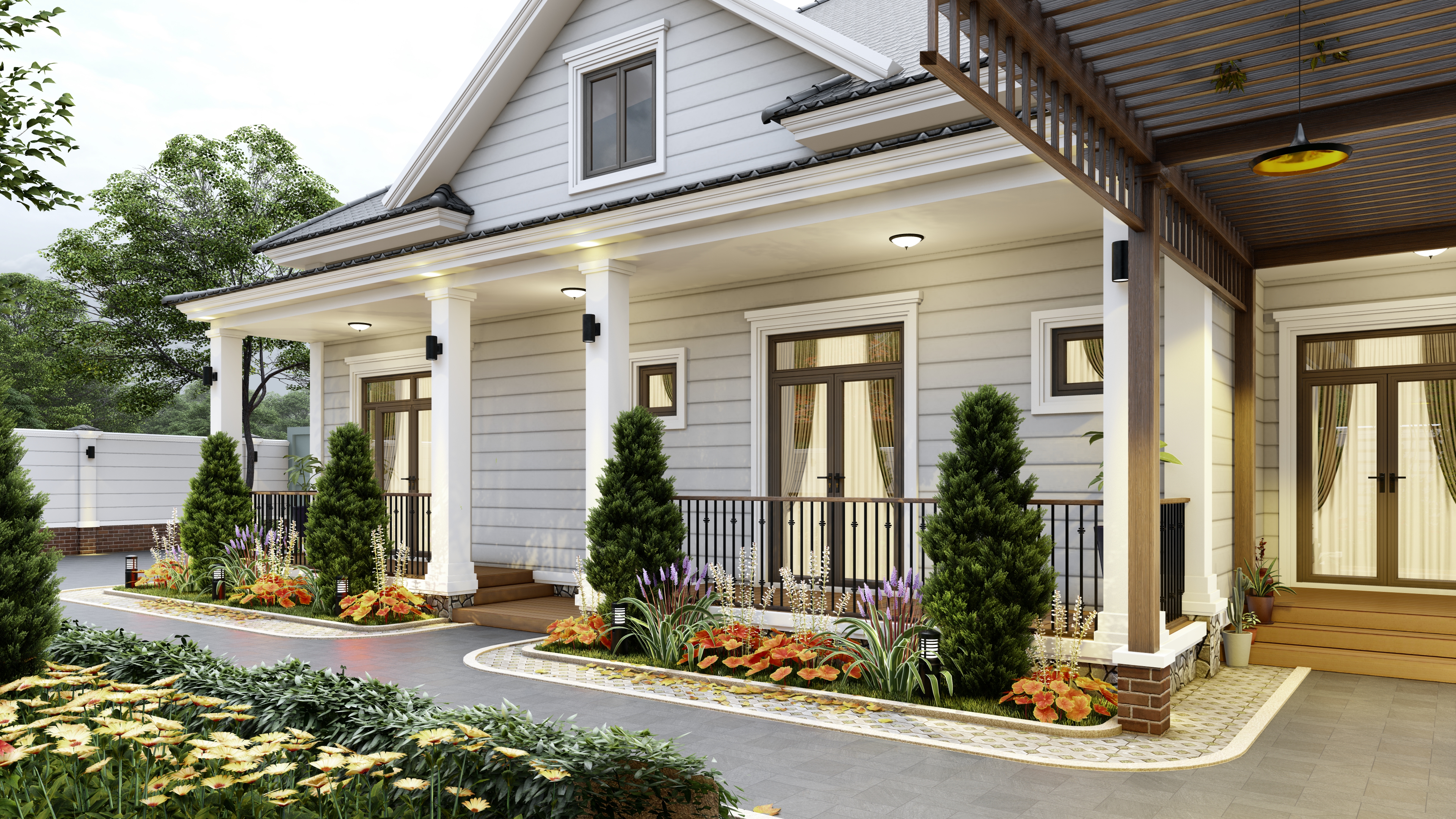 NHÀ VƯỜN NGHỈ DƯỞNG 14X21 - PHONG CÁCH VILLA KIỂU MĨ-8