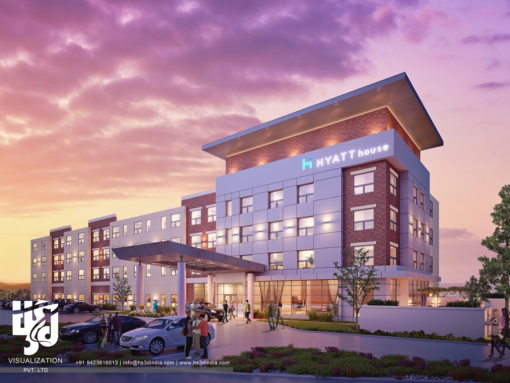 HS 3D 印度打造惊艳夜景商业建筑-8