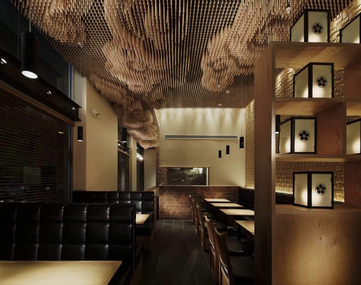 洛杉矶日式餐厅云朵天花板设计-7