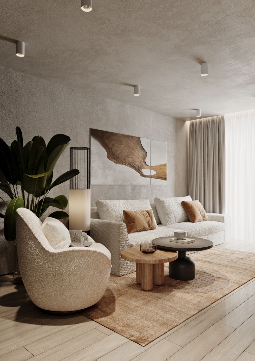 Living room, design interior, fireplace-1