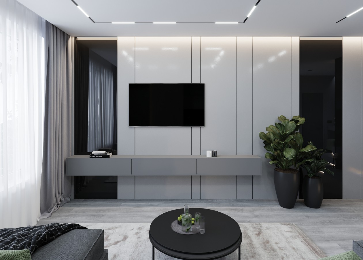 93㎡灰色系空间设计 演绎现代人的精致生活-3