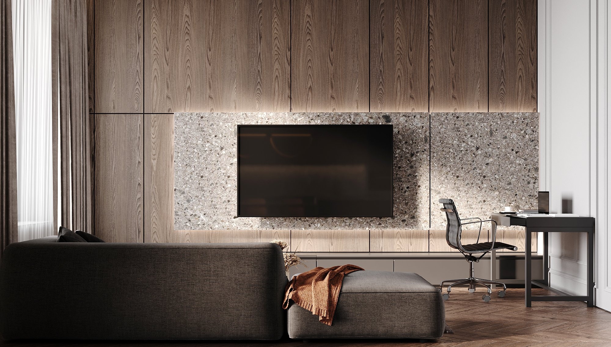 高级灰+橙色住宅设计-2