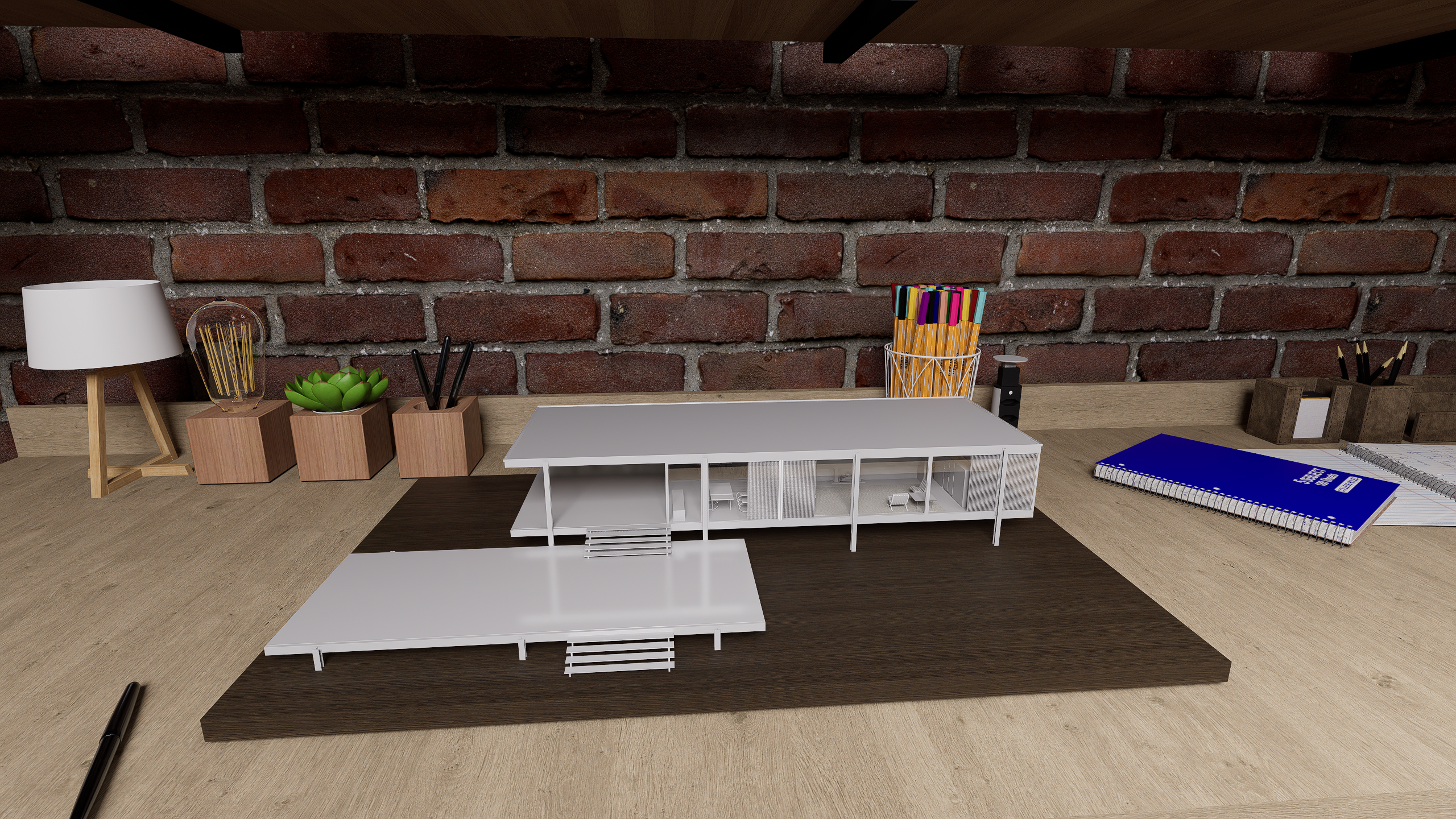 RENDER MAQUETA - FRANSWORTH HOUSE DE MIES VAN DER ROHE-3