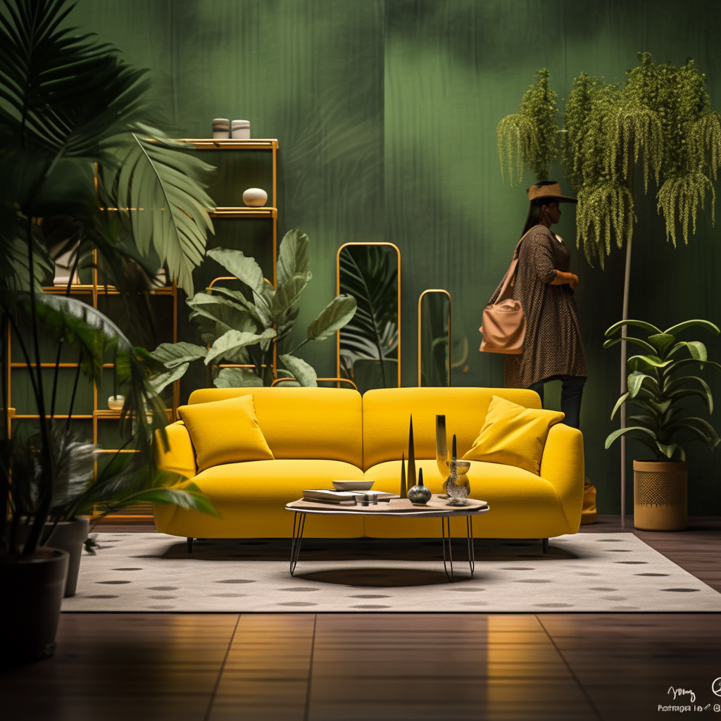 黄色沙发模特-12