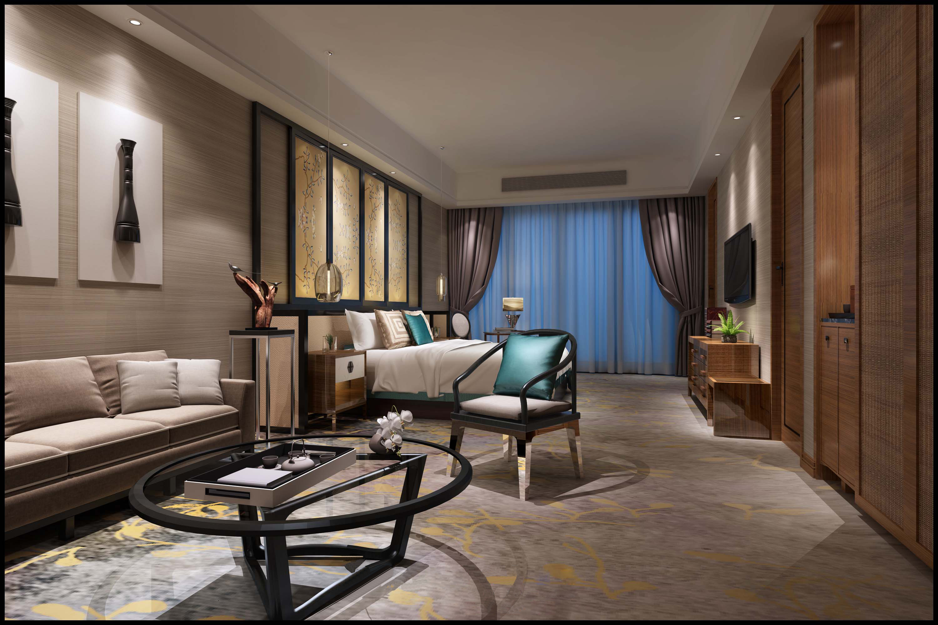 新中式 中式古典 奢华家装别墅样板房-3-39