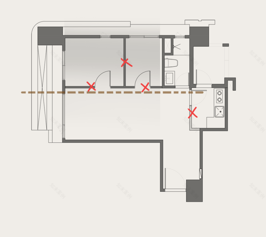 50㎡两居室小宅,弹性利用空间,打造充满变化的盒中盒 | 虫点子设计-13