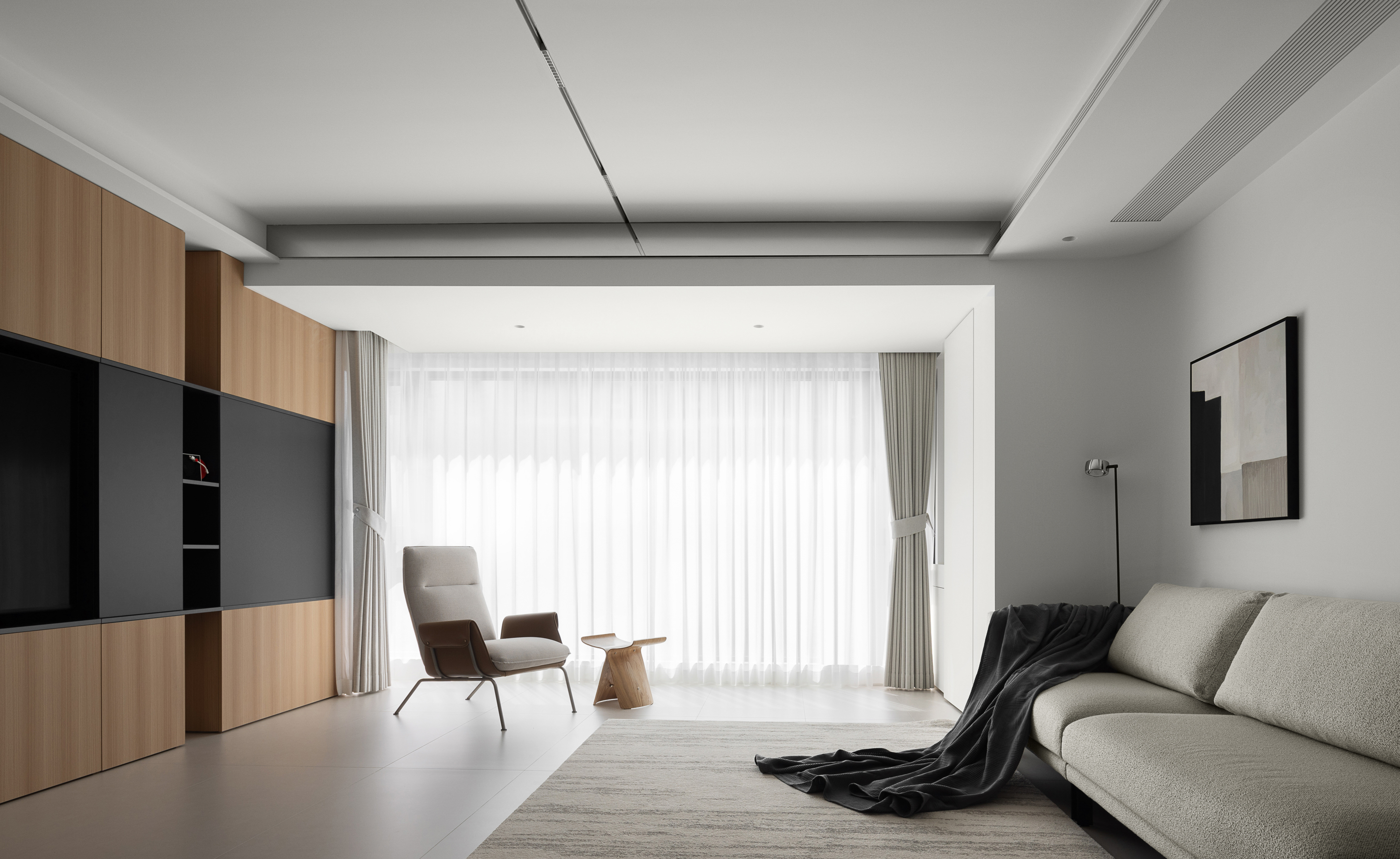 以木为序,120㎡室内极简生活空间设计丨费弗设计-13