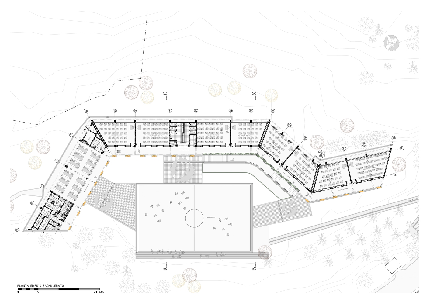 哥伦比亚 Miguel Valencia 学校,双建筑围合景观-41