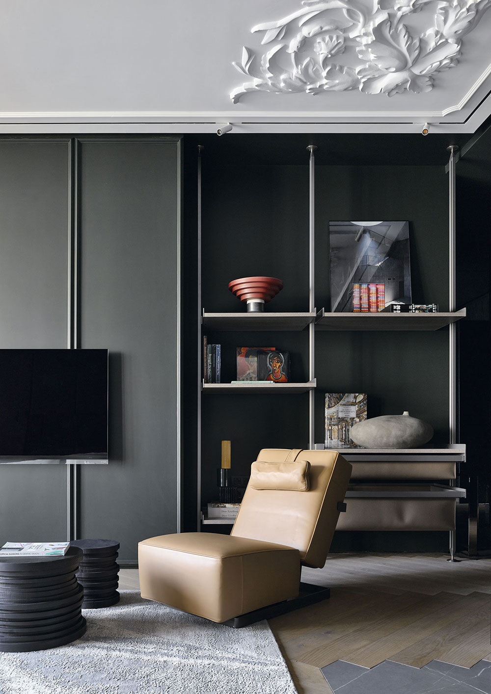 莫斯科 73㎡现代简约公寓 | 暗色调与灰泥的完美融合-2