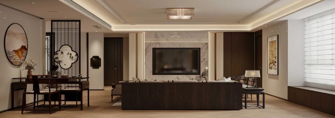 丽园作品｜阳光景园140㎡：光影流转间的新中式美学-9