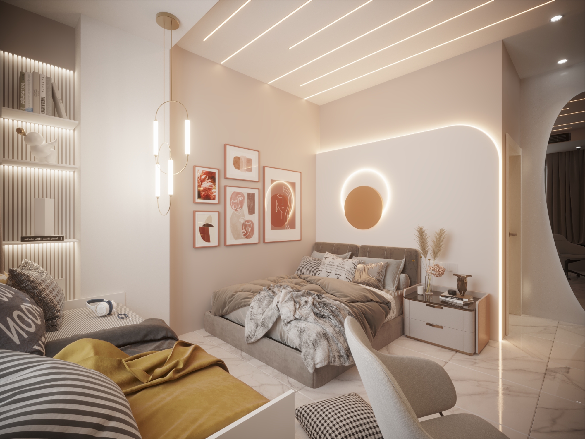 Girl Bed Room and Dressing and Bath Room Villa Modern-2