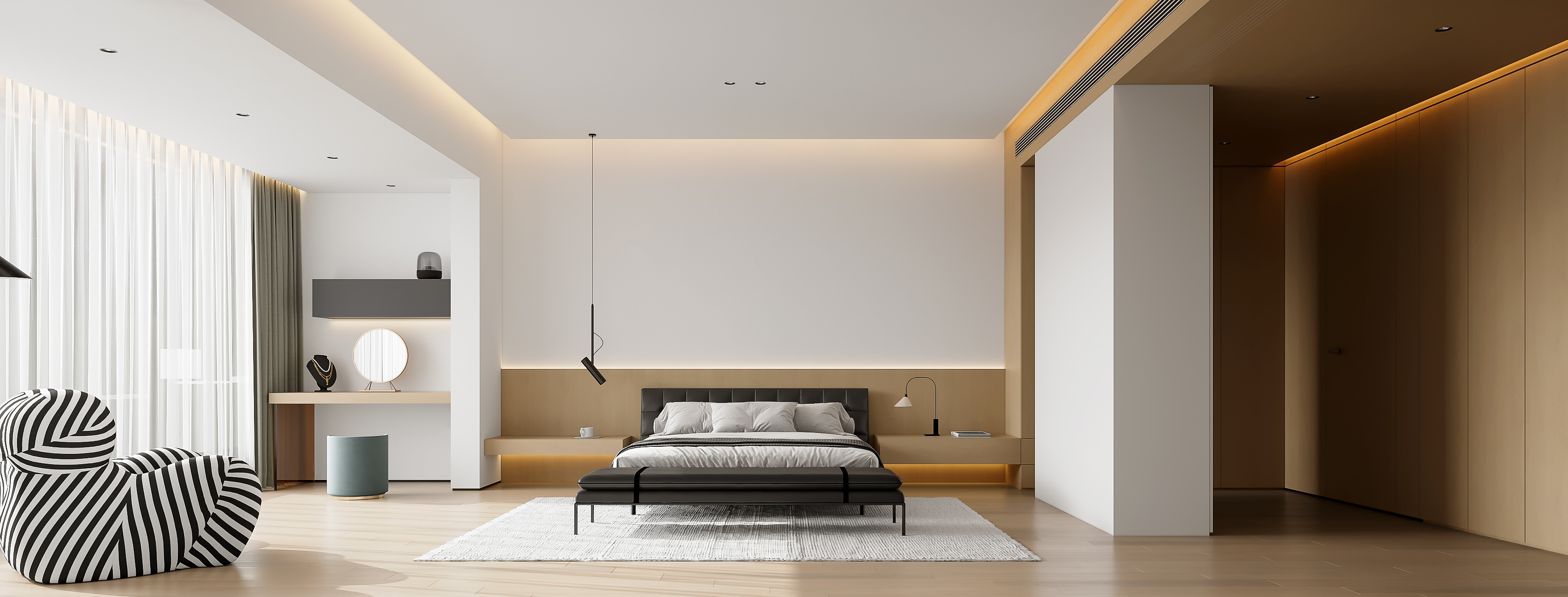 现代简约原木风大平层效果图丨中国益阳-14