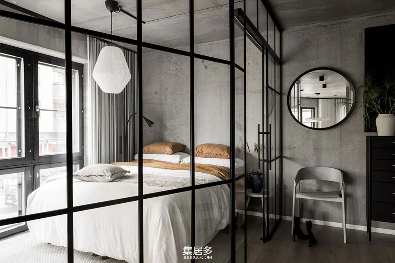 混凝土墙的斯堪的纳维亚小型公寓丨瑞典-17