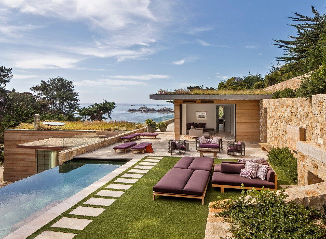 加州悬崖之上的绿色住宅-13