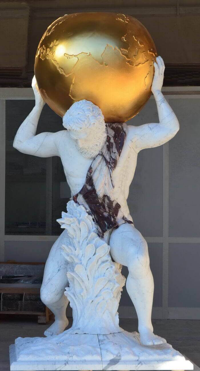 Scultura Atlante tuttotondo in marmo Bianco Carrara | Arte2000-44
