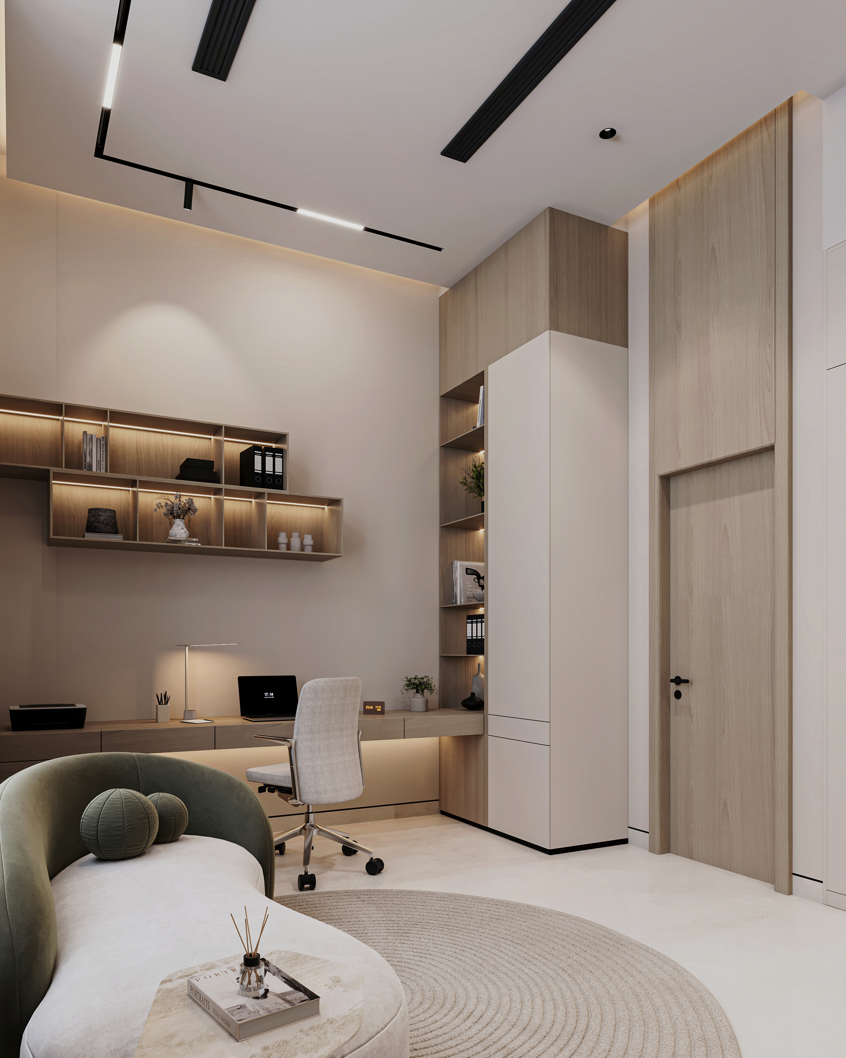 现代办公场所

注：office常见释义为办公室、办公场所 ，这里结合 for work 理解为用于工作的办公场所更合适 丨阿联酋丨Archpix Engineering Consultants-12