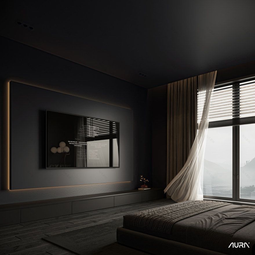 黑色主卧室丨AURA+ Studio-9