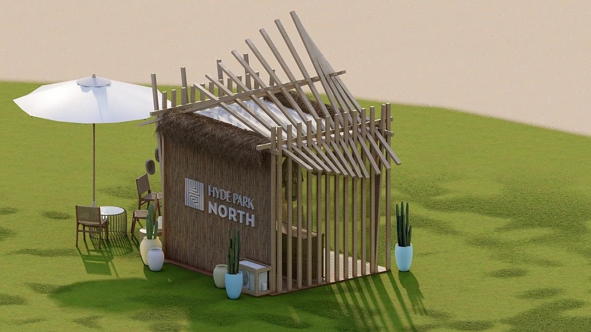 海边草屋美陈  超有氛围的户外露营网红打卡地展陈设计-12