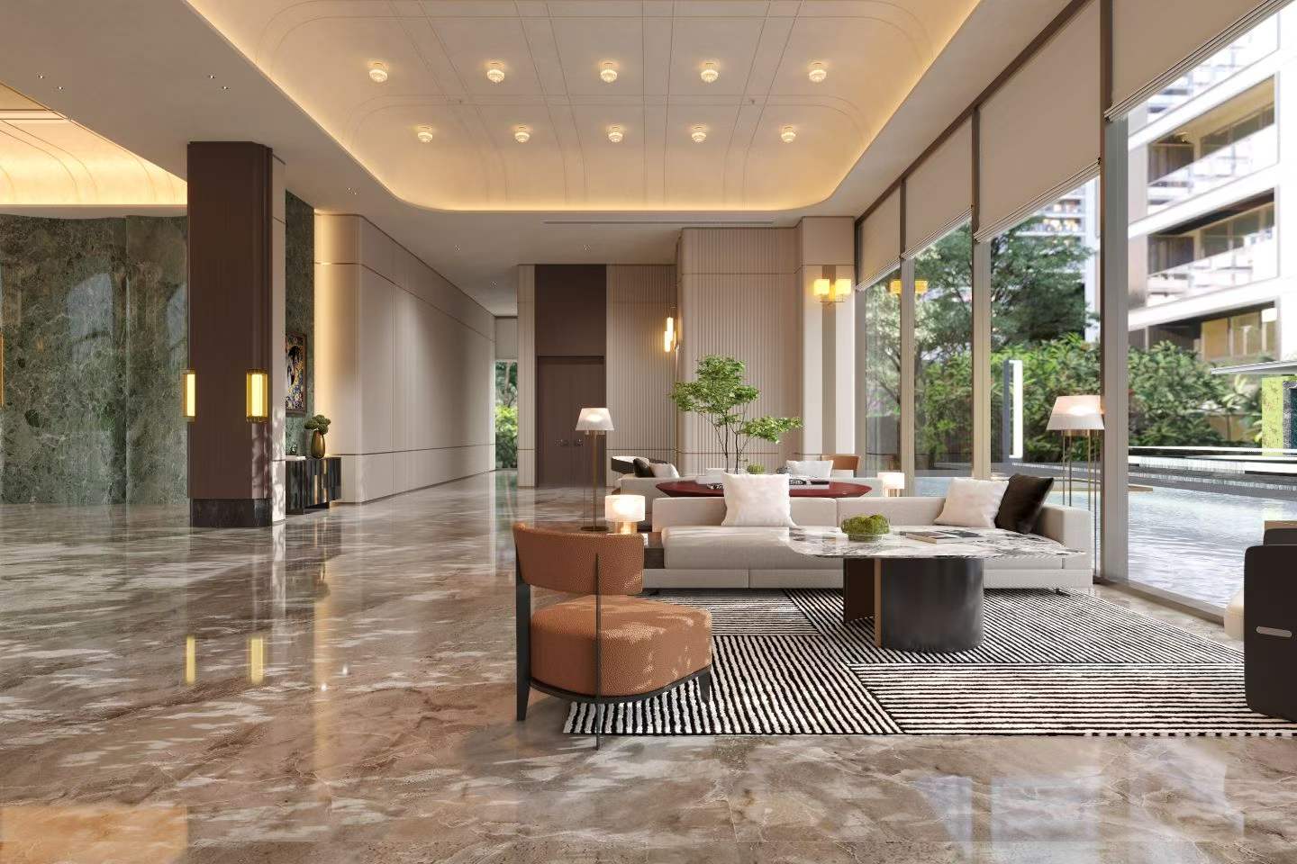 售楼处轻奢风客餐厅效果图表现-2