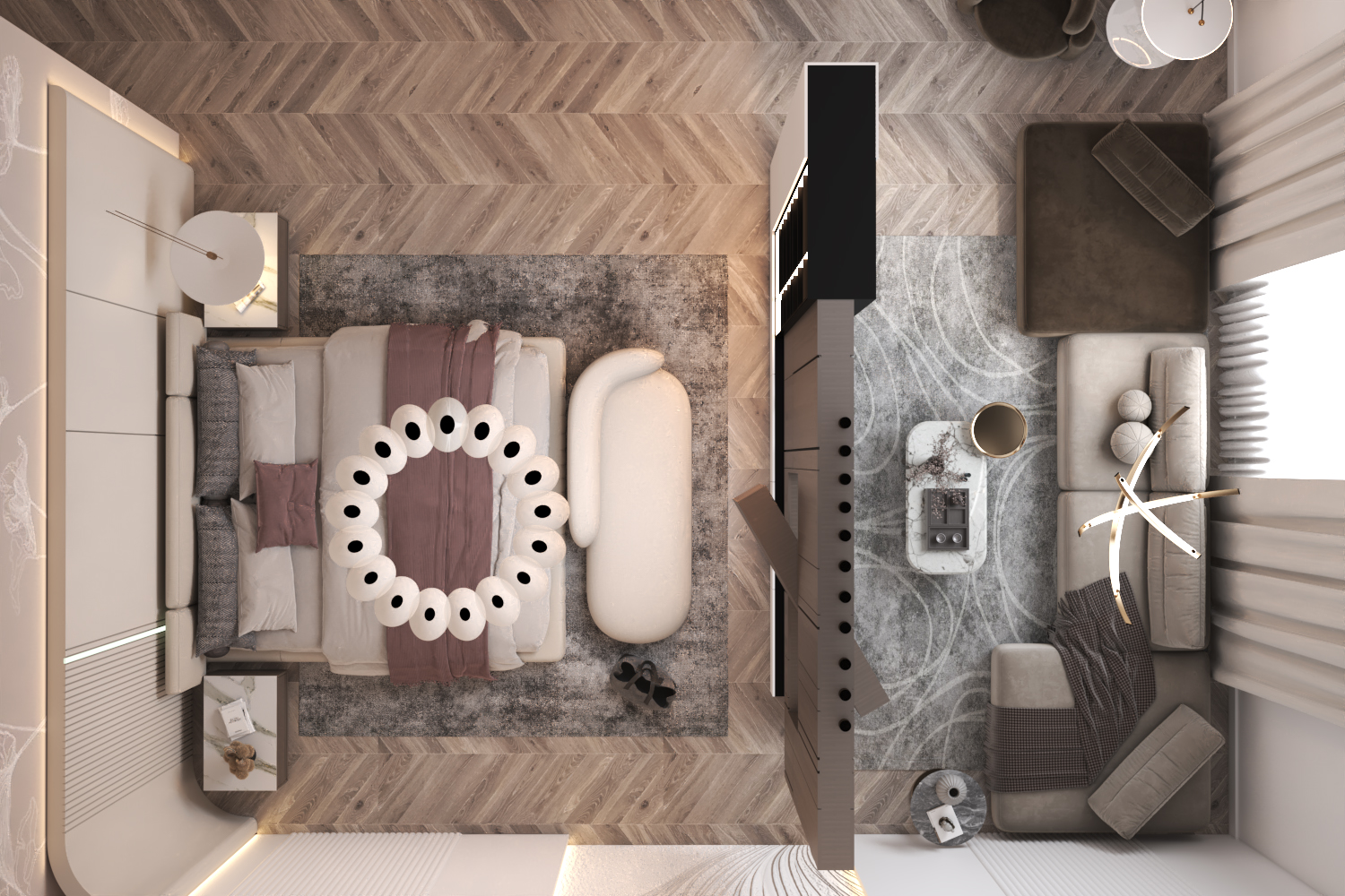 Divider Bedroom with tv panel-8