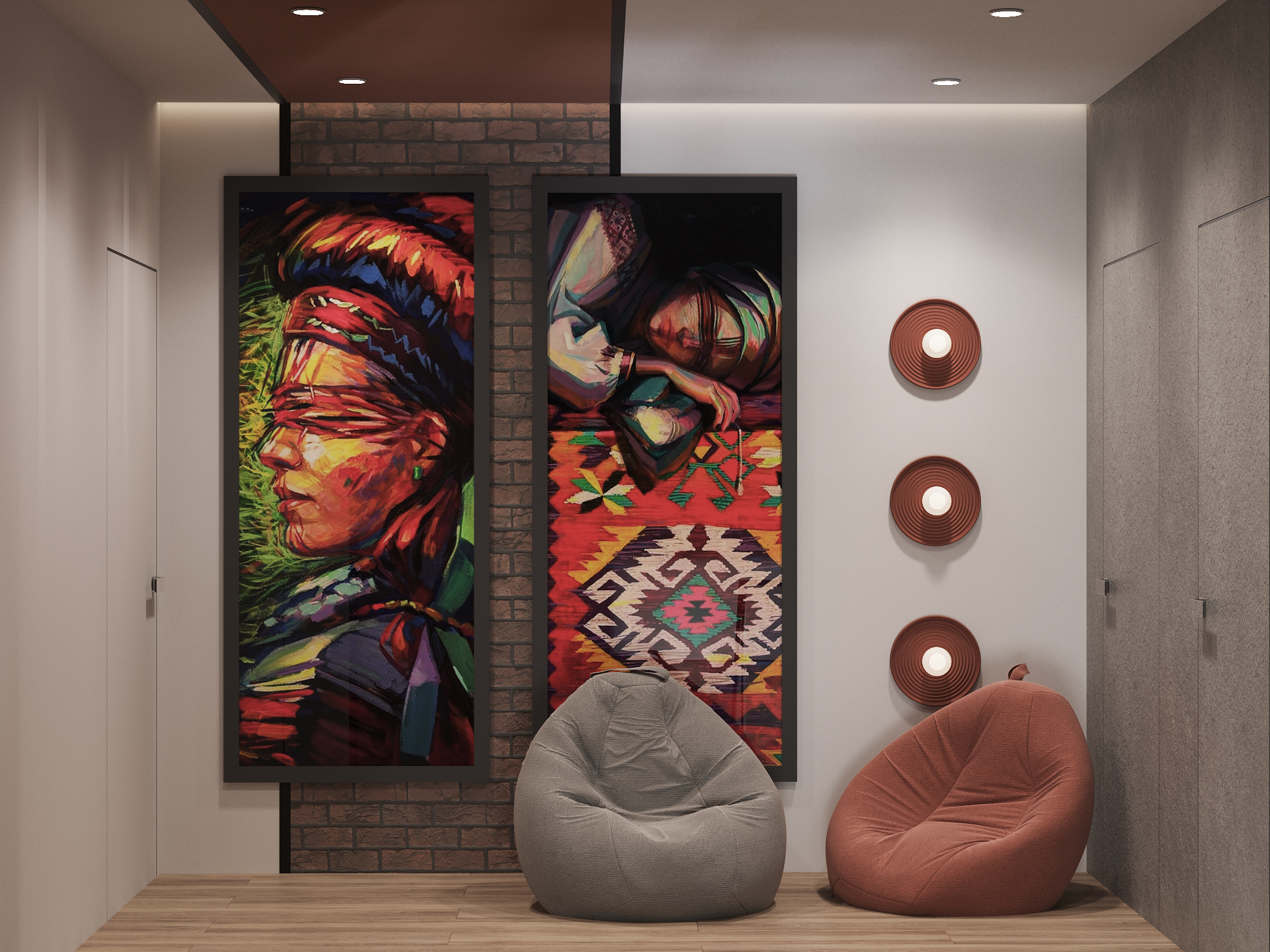 现代阁楼与民族图案-7