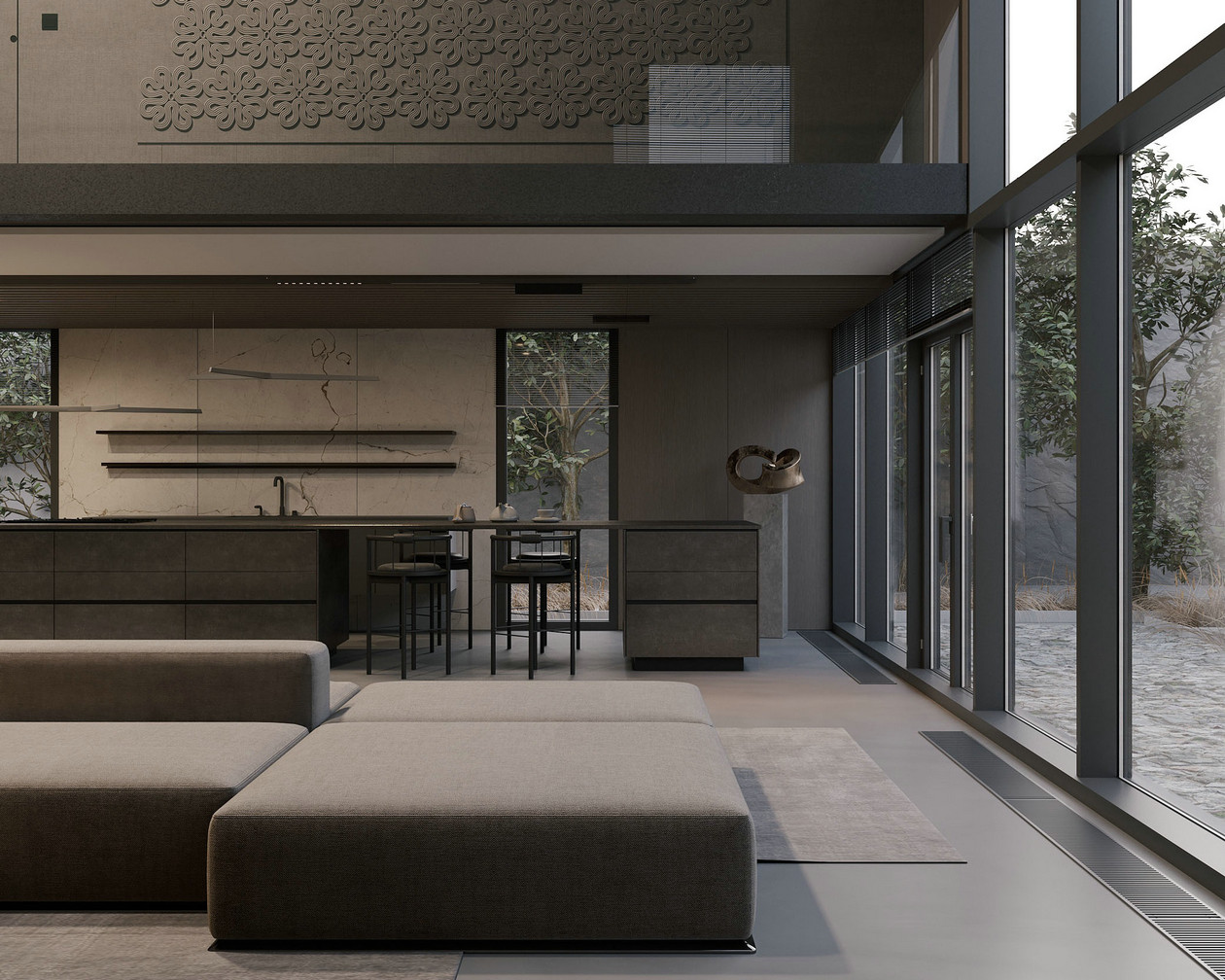 240㎡深色系住宅设计 这也太炫酷了吧-3