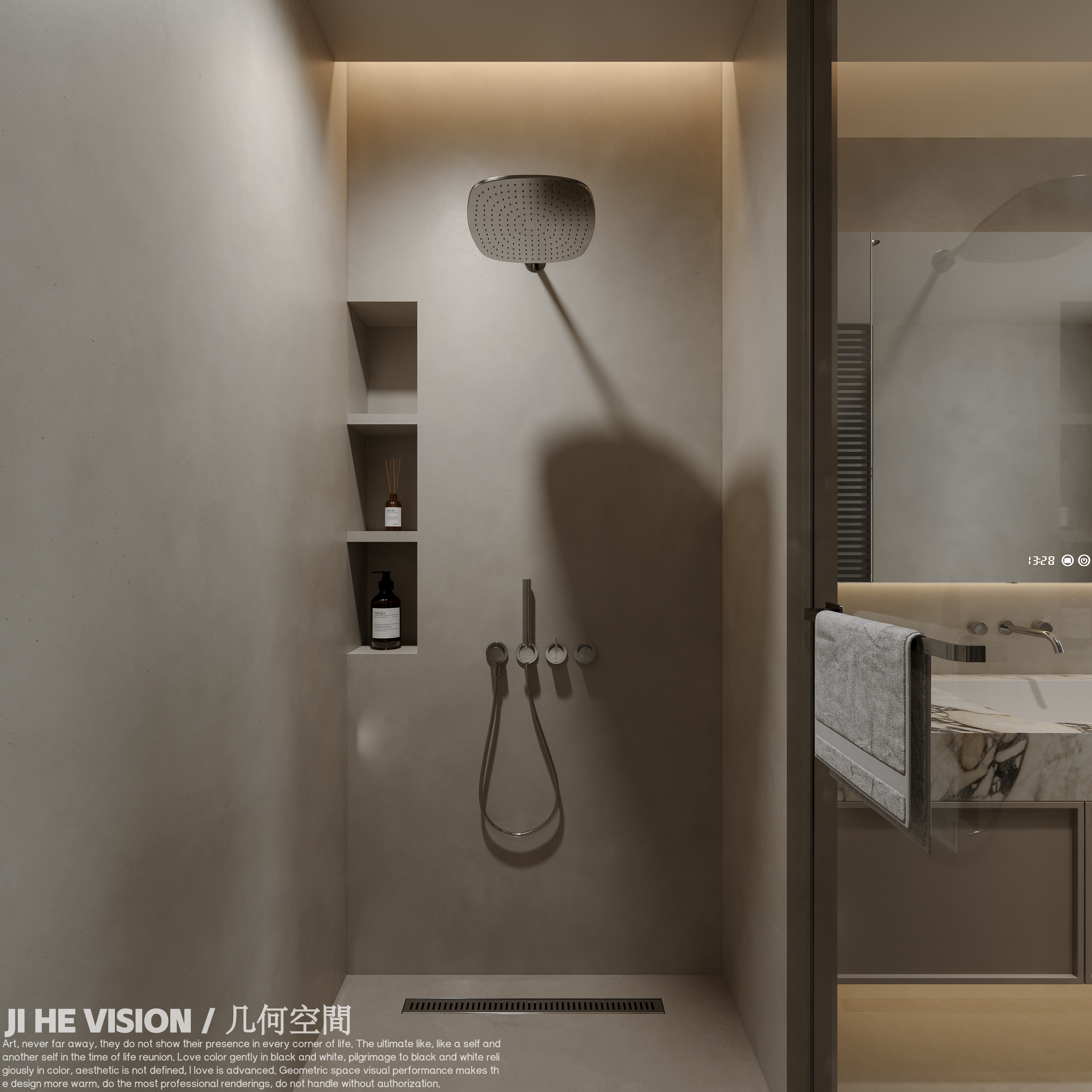 港龙美的云筑轻奢客餐厅丨几何空间视觉表现-12