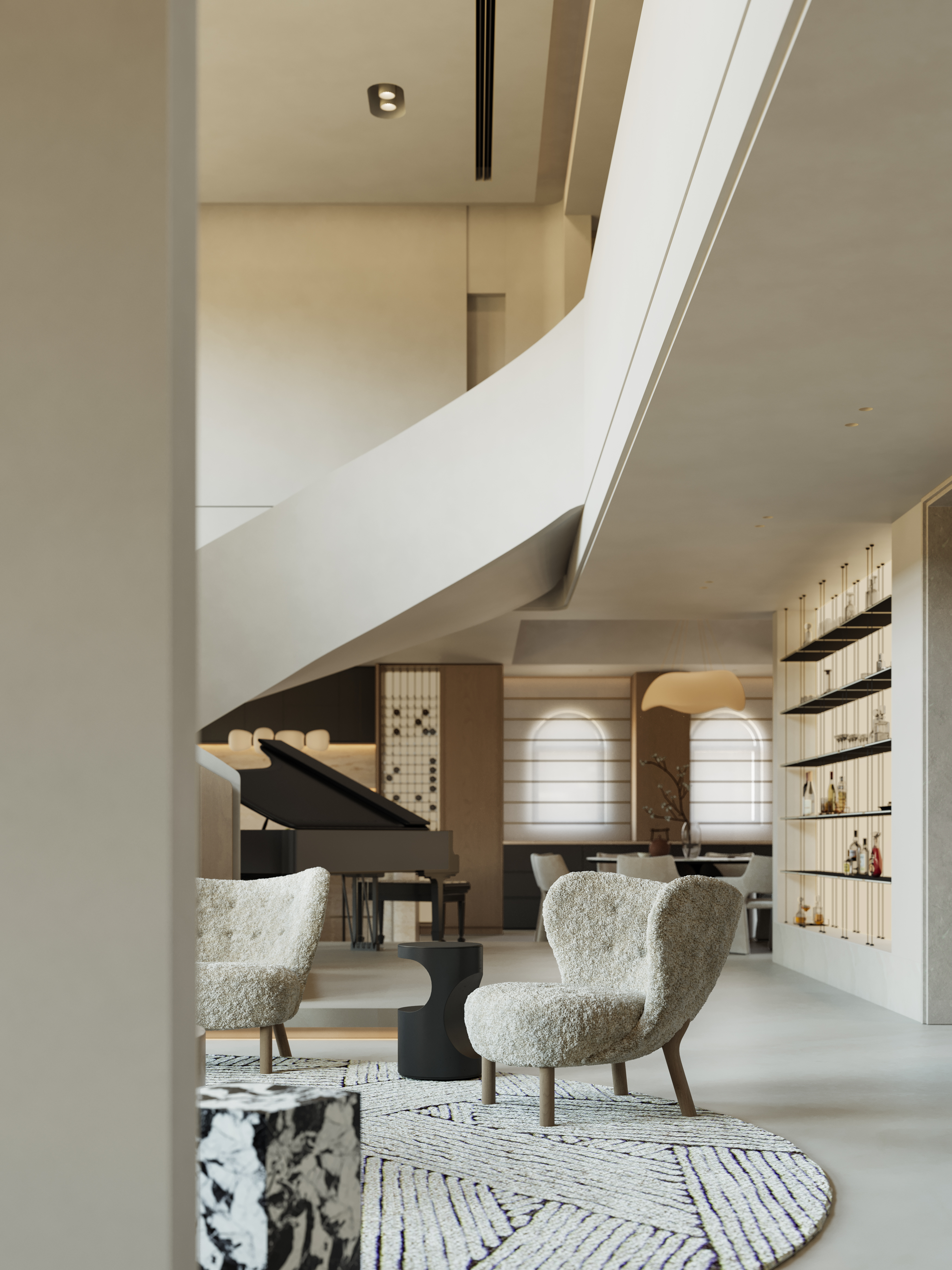 白色系挑空别墅丨佐尚视觉-0