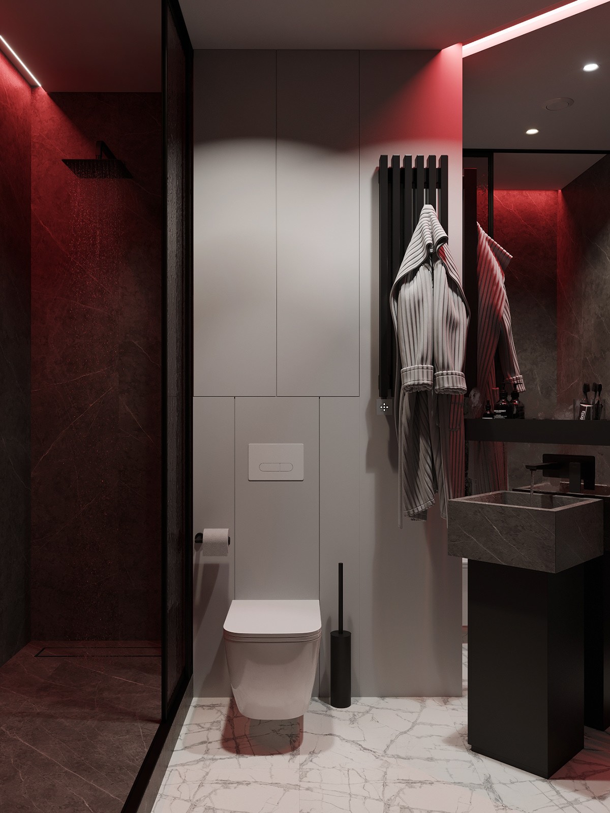 101㎡高级黑色系住宅设计-12