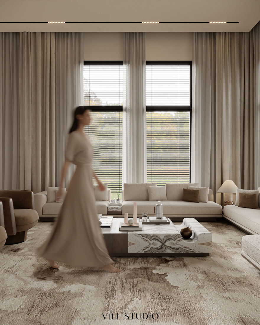 LUXURY VILLA LIVING & DINING INTERIOR DESIGN | KSA-7