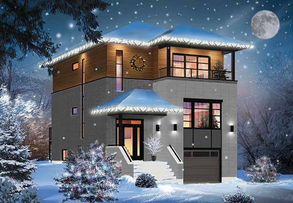 Plan 9542 三卧室现代住宅计划-2