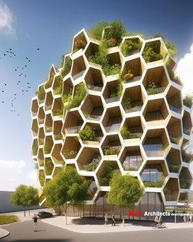 Mult colective housing with hexagonal structure