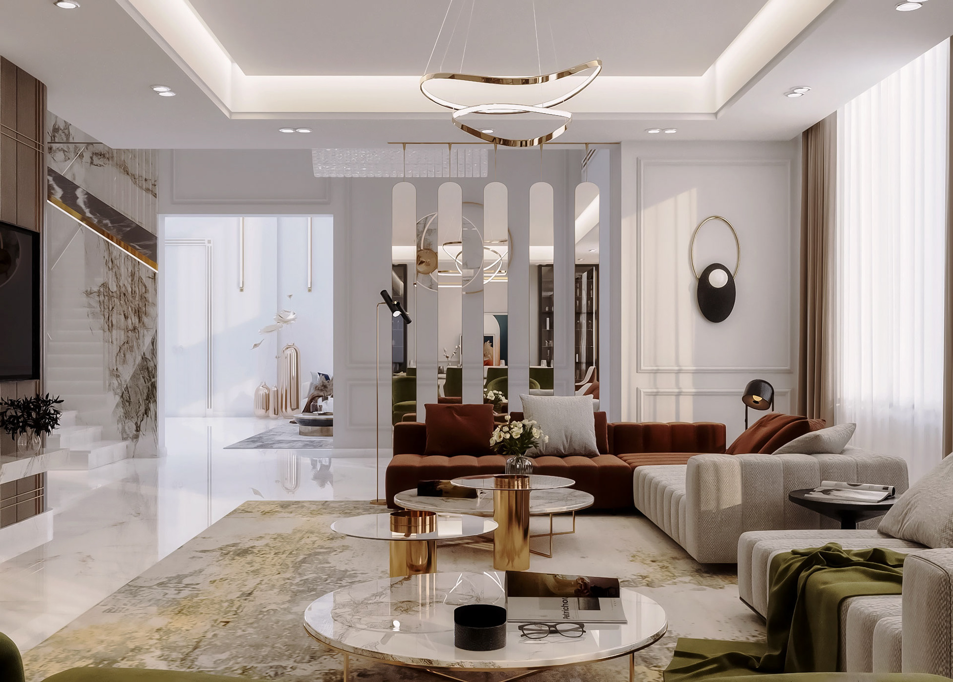 neoclassic living with dining in Kuwait-4