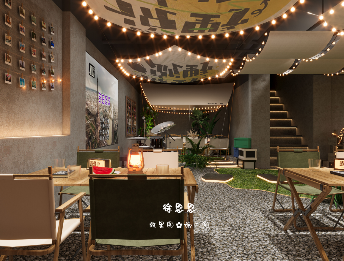 浓厚艺术美学的露营风餐厅，让人眼前一亮-3