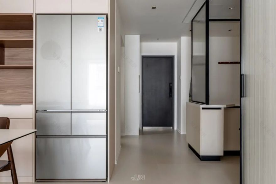 「原创案例」同色系的高级感,可以折叠的厨房解锁光影流动-45