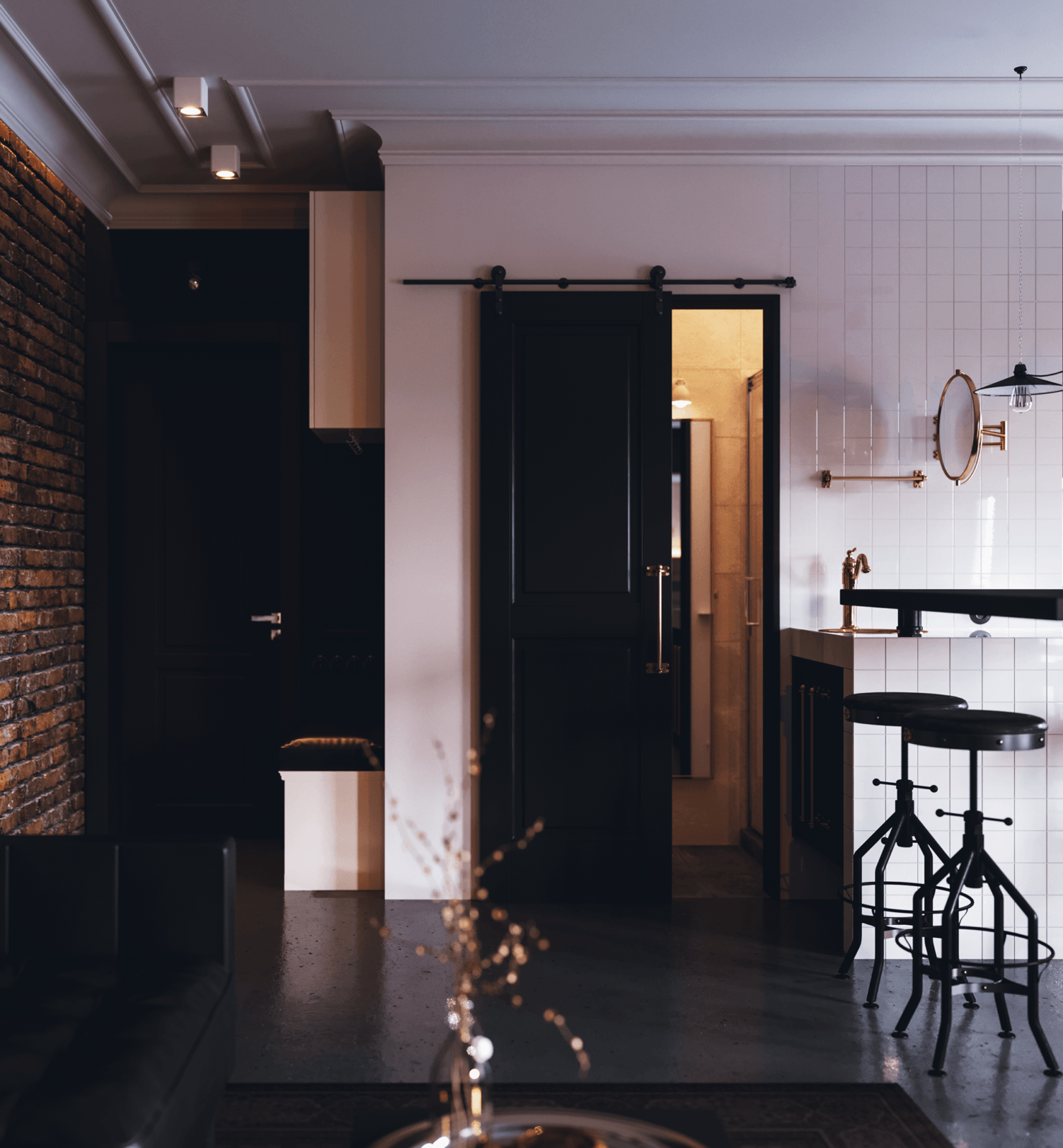 46平工业风单身公寓室内设计丨俄罗斯圣彼得堡丨Dmitry Moshkov-10