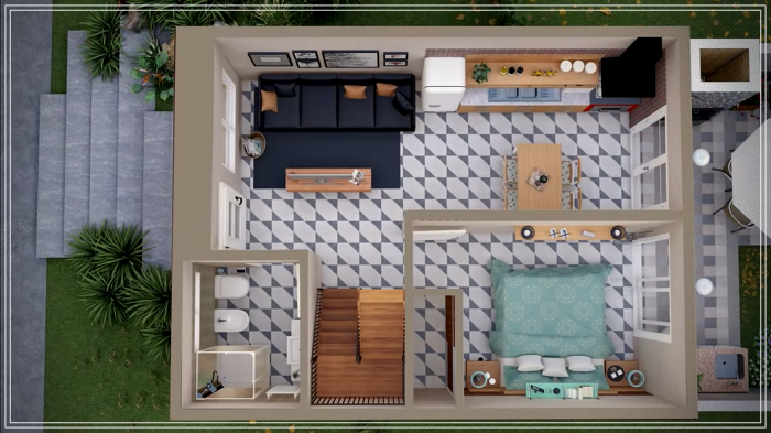 5×7米带3卧室房屋设计-17