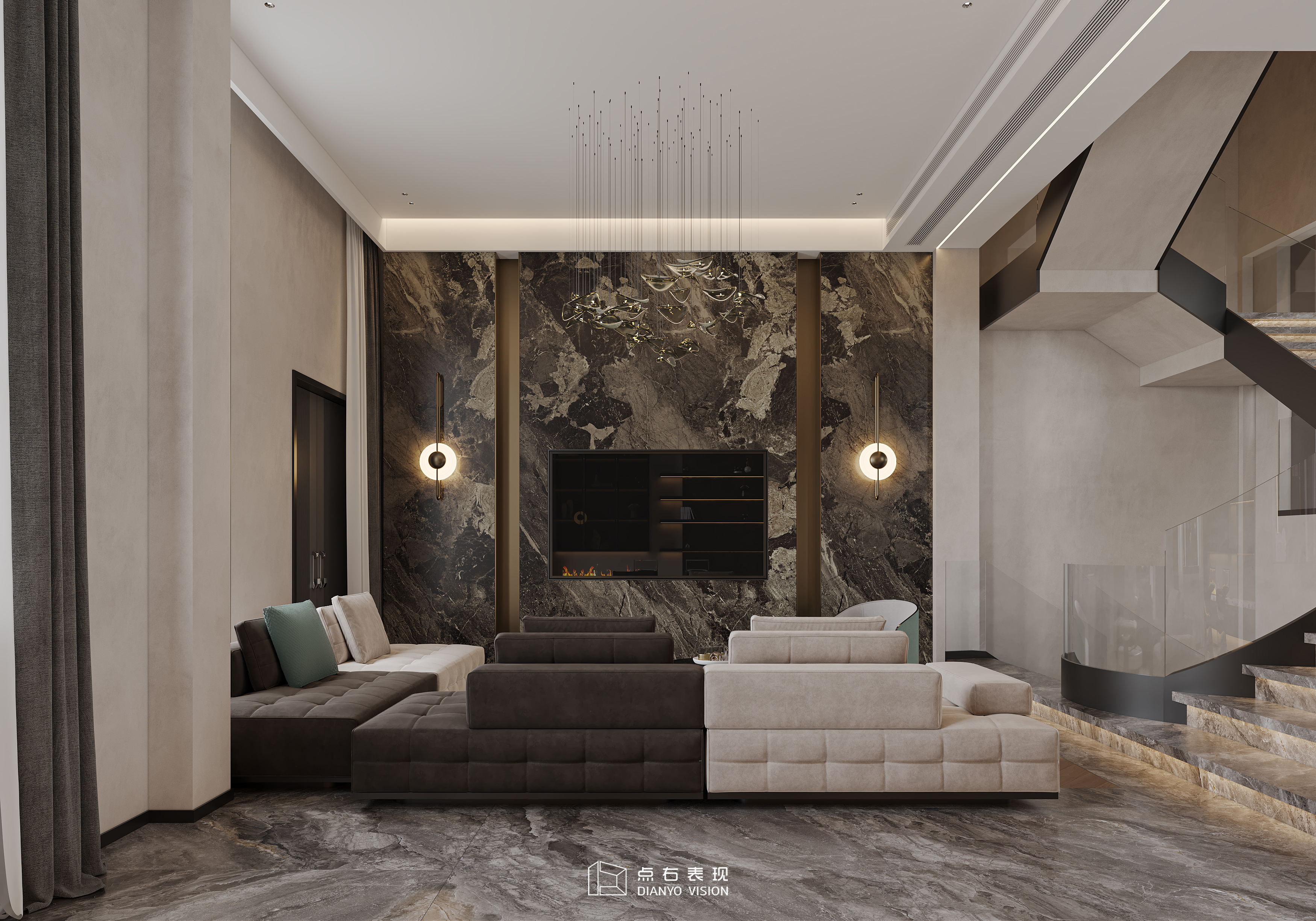 现代轻奢风格室内设计丨点右效果图表现-2